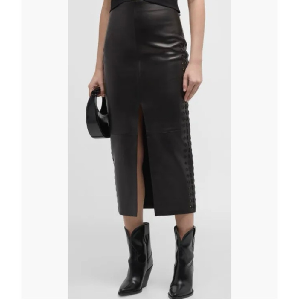 IRO Aline Embroidered Leather Skirt - Picture 2 of 7
